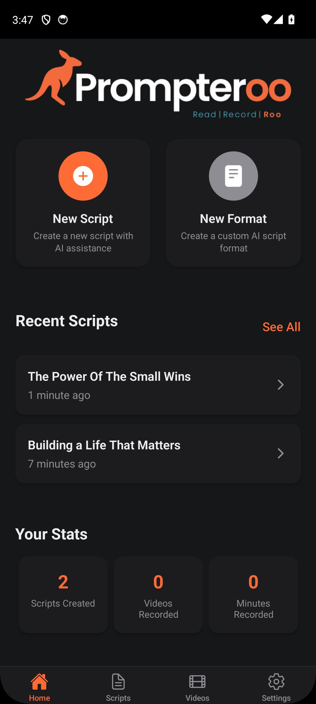Prompteroo App Interface